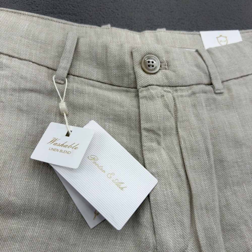 Porter & Ash Linen Blend 9" Shorts Mens 30 Beige Brown Beach Luxury Collection